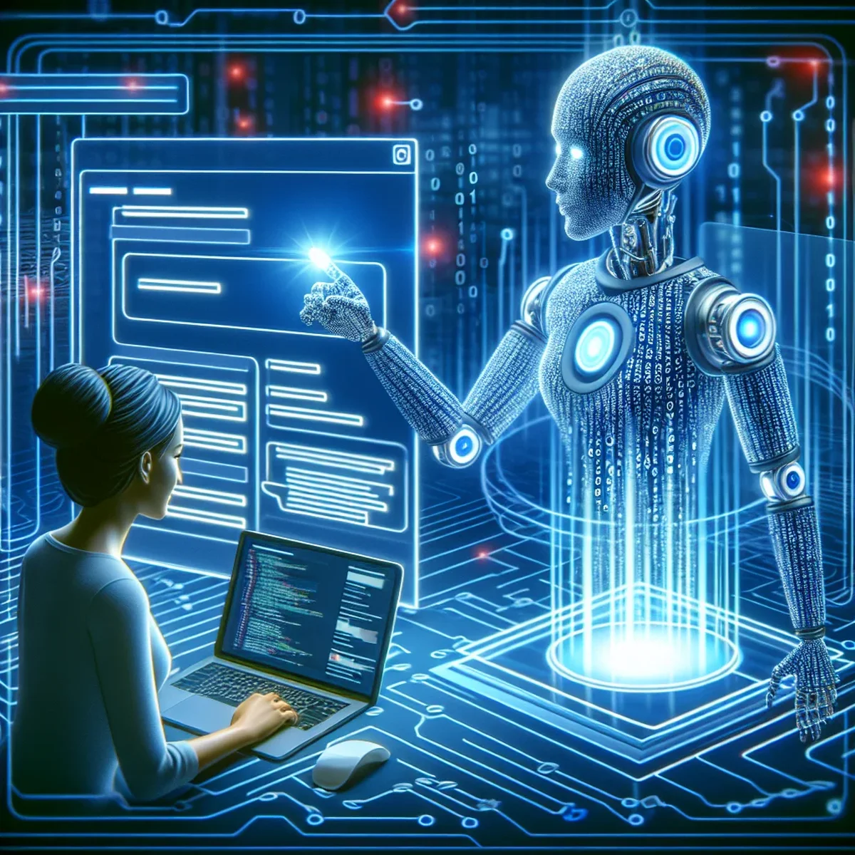 Digital interface showing a sophisticated AI chatbot integration