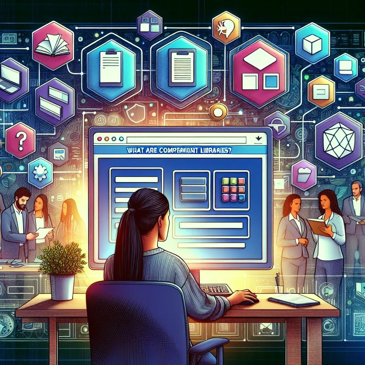 Abstract graphic representing various web components