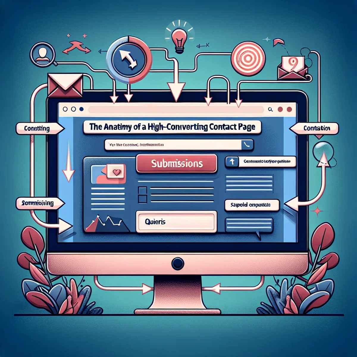 A digital illustration showing an effective contact page layout on a computer screen