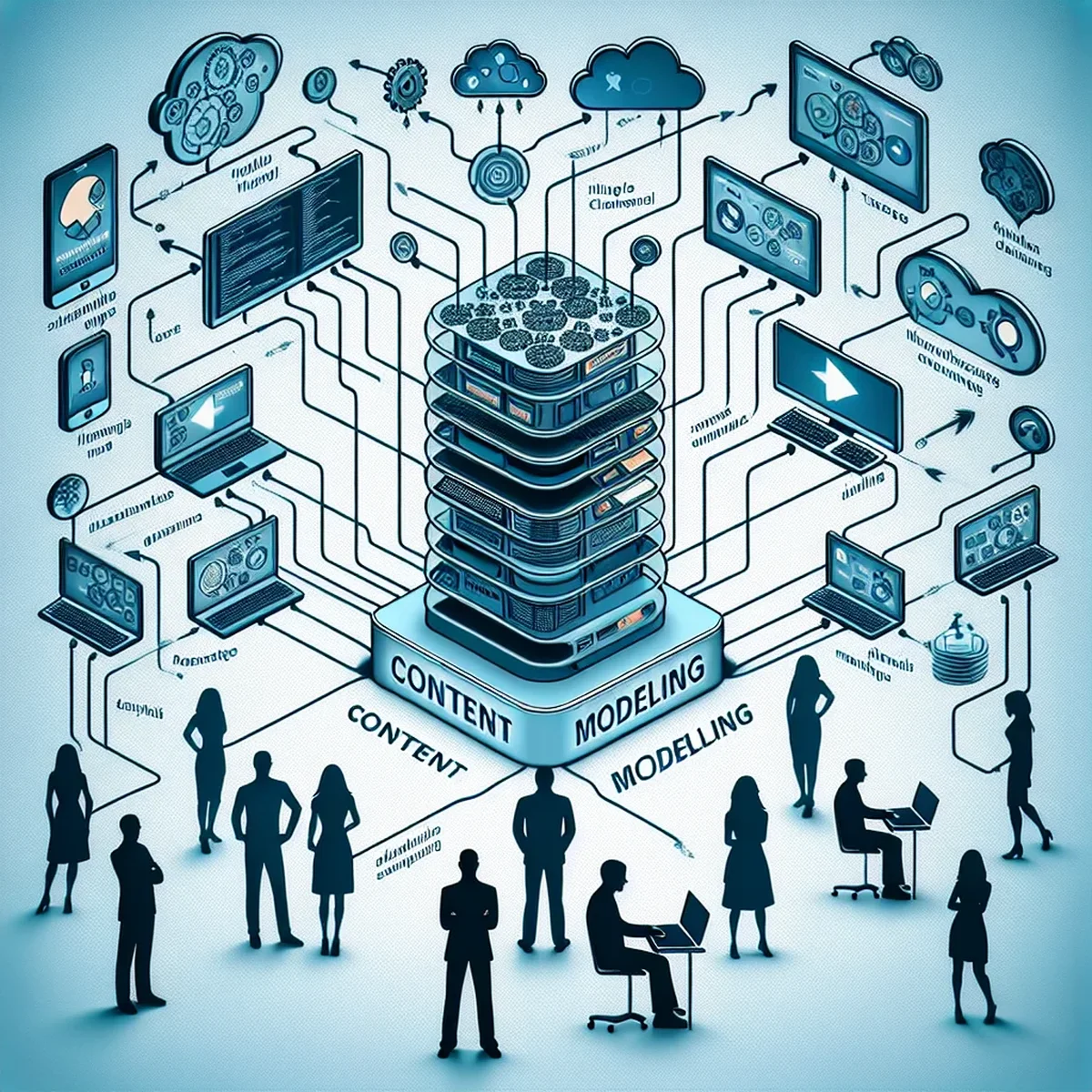 Diagram showing the structure of content modeling in a headless CMS environment