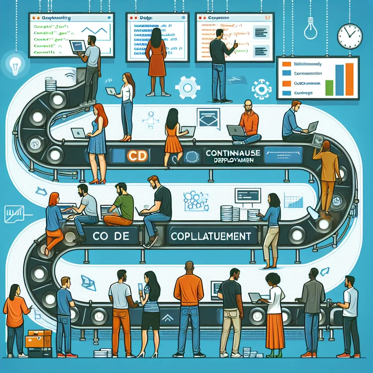 A developer monitoring a continuous deployment dashboard