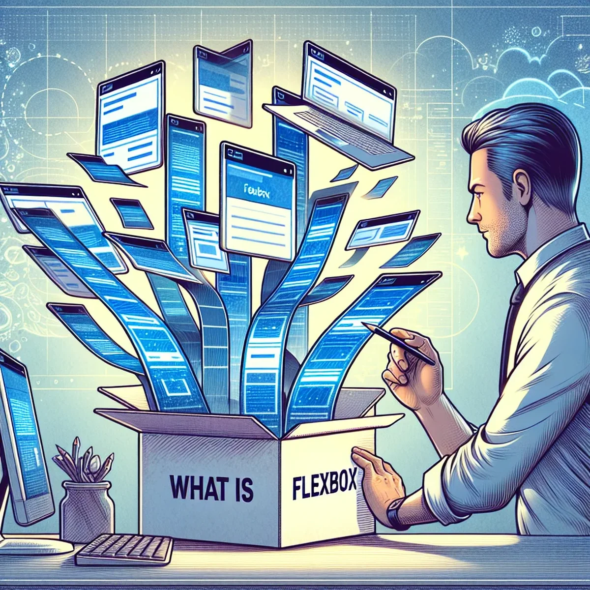 Illustration of different web design elements using CSS Flexbox