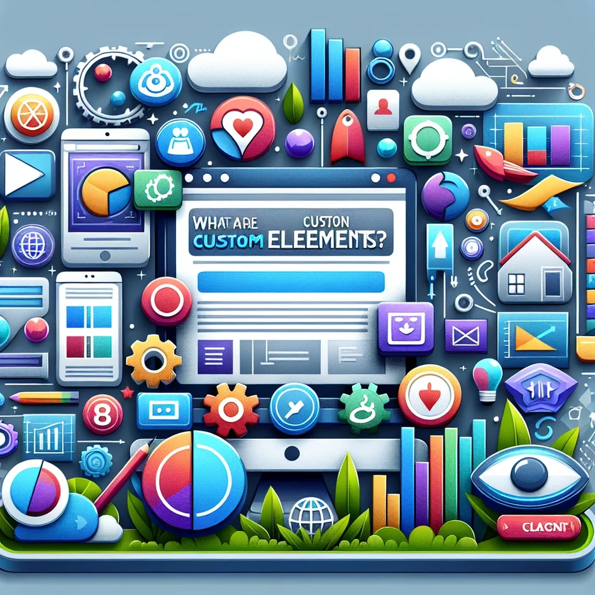 Illustration of custom elements in web development