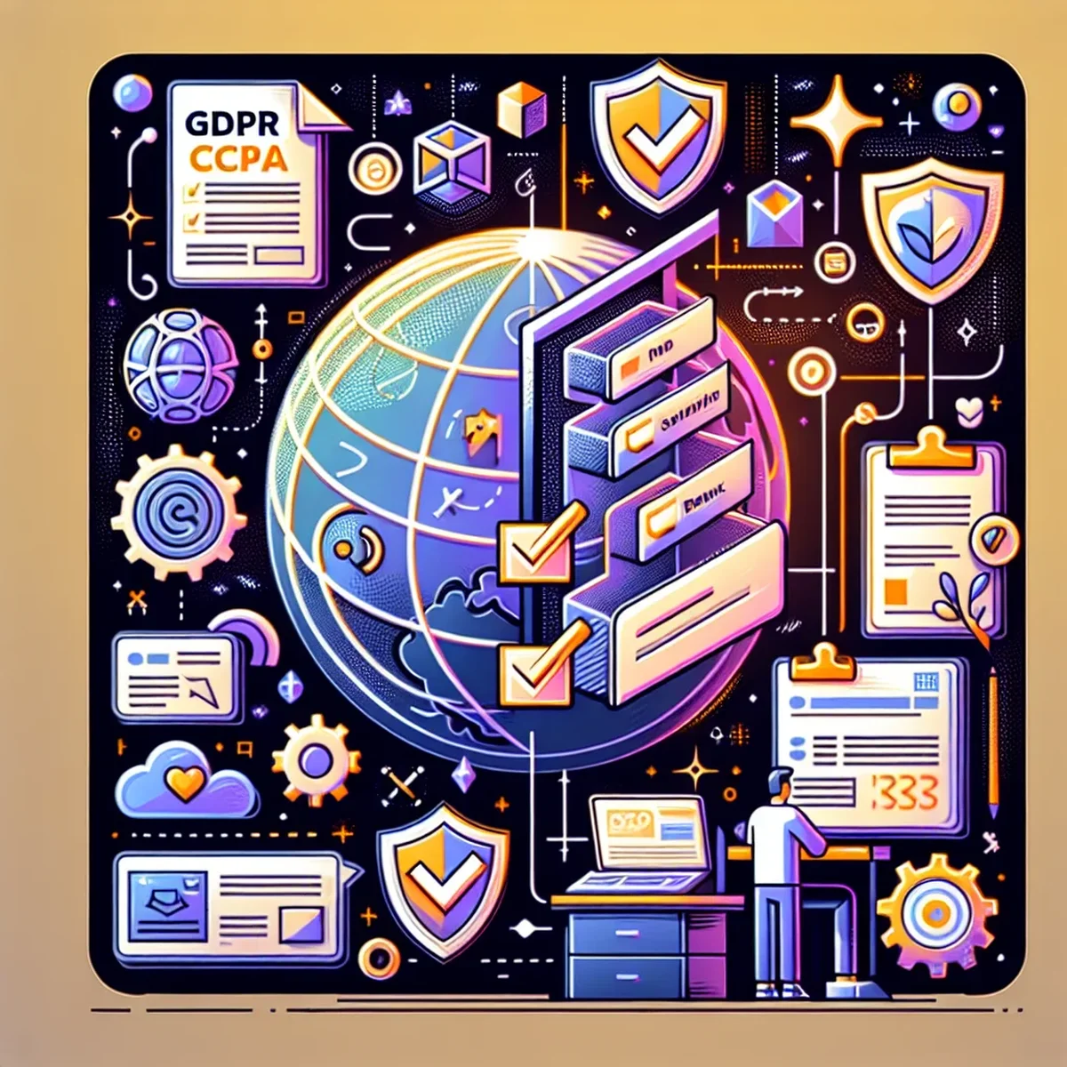 Developer reviewing compliance documents on a digital tablet