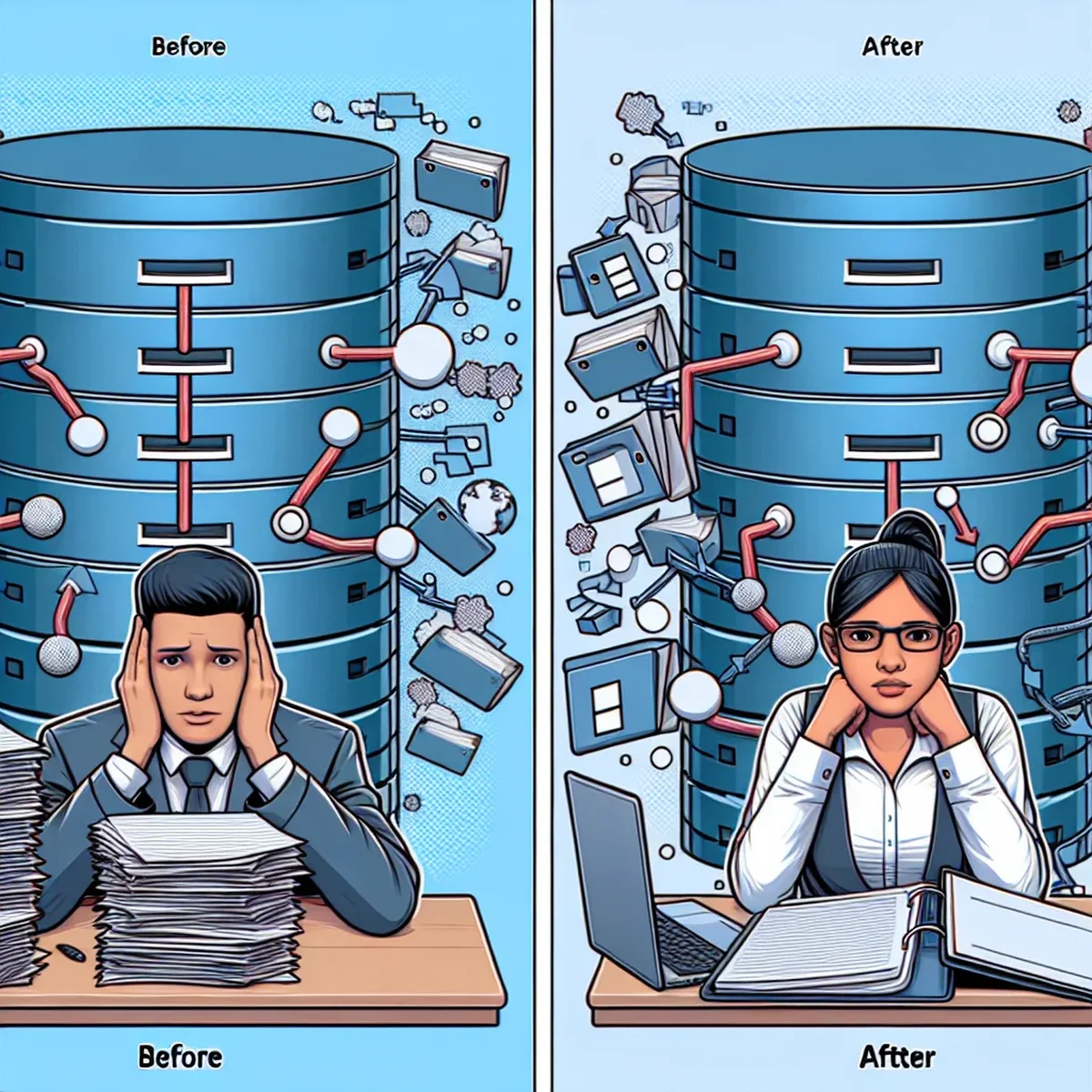 Illustration of data transfer between databases