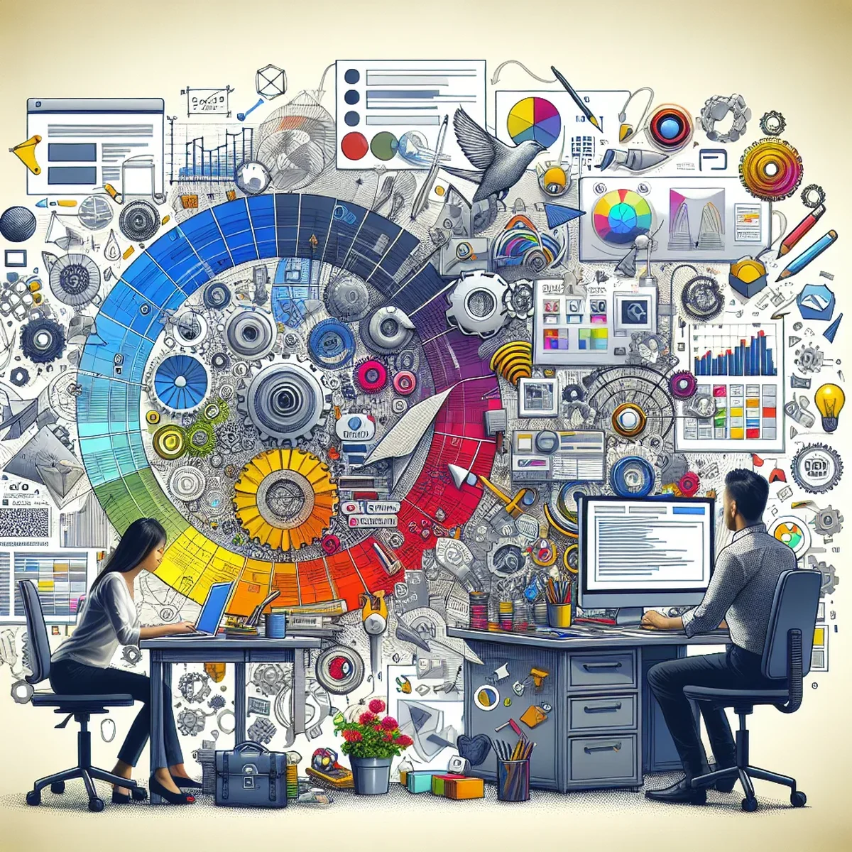 Illustration of a digital design system components