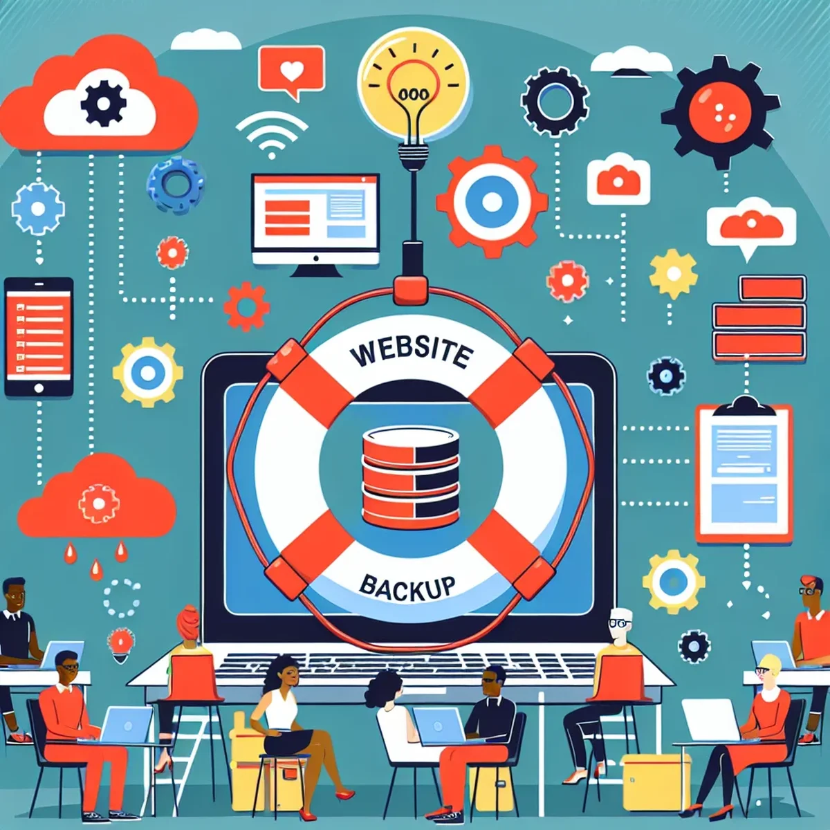 Graphic representation of data backup for websites
