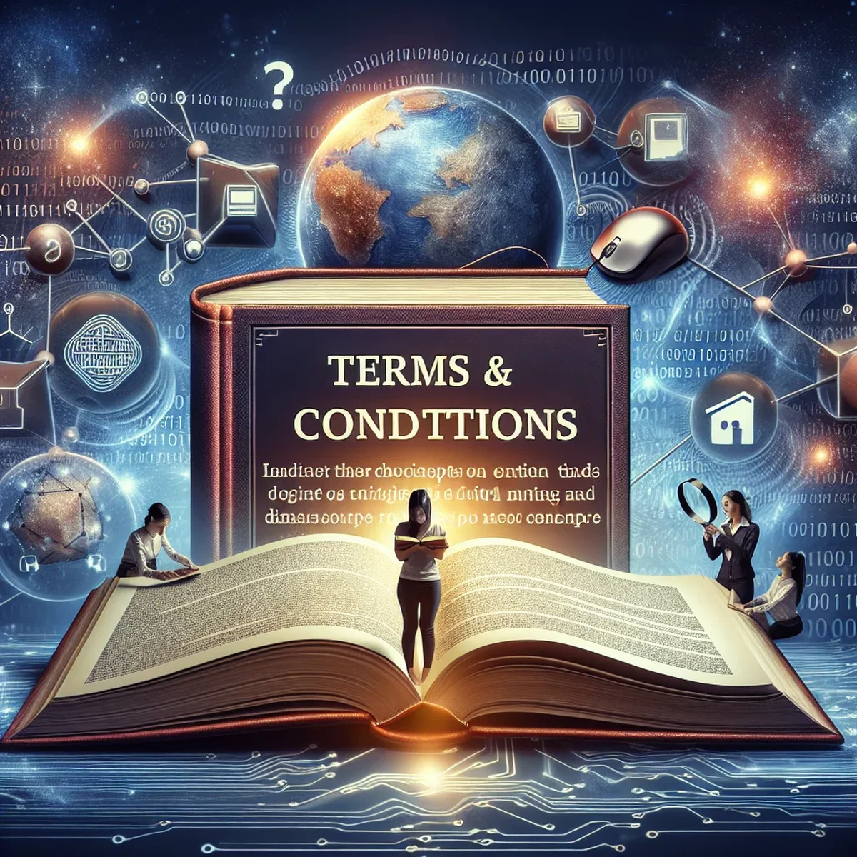 Close-up of digital documents highlighting terms and conditions