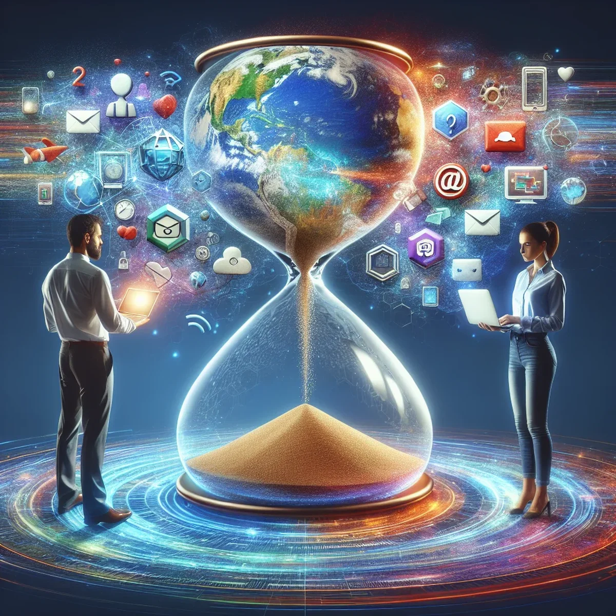 A person browsing the internet on a computer showcasing various web browser logos