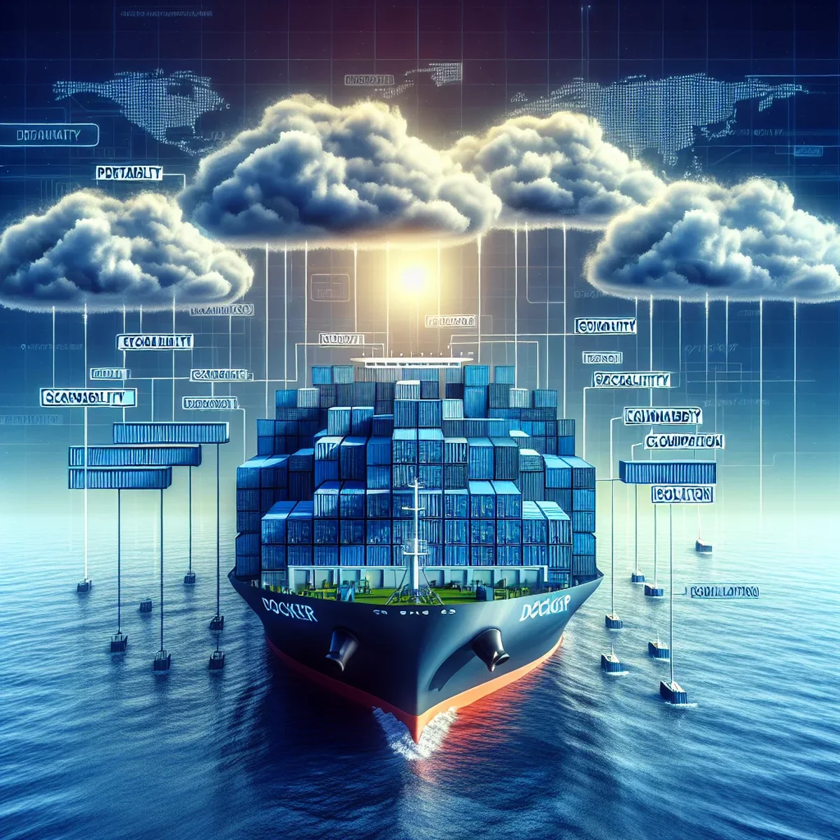 Illustration of containers symbolizing Docker technology