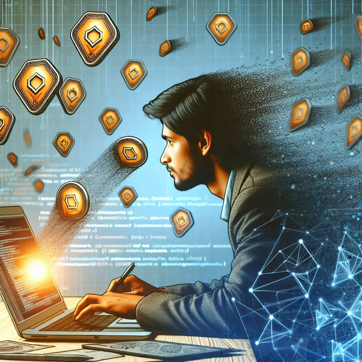 Illustration of Figma interface showing tokens used in a coding project