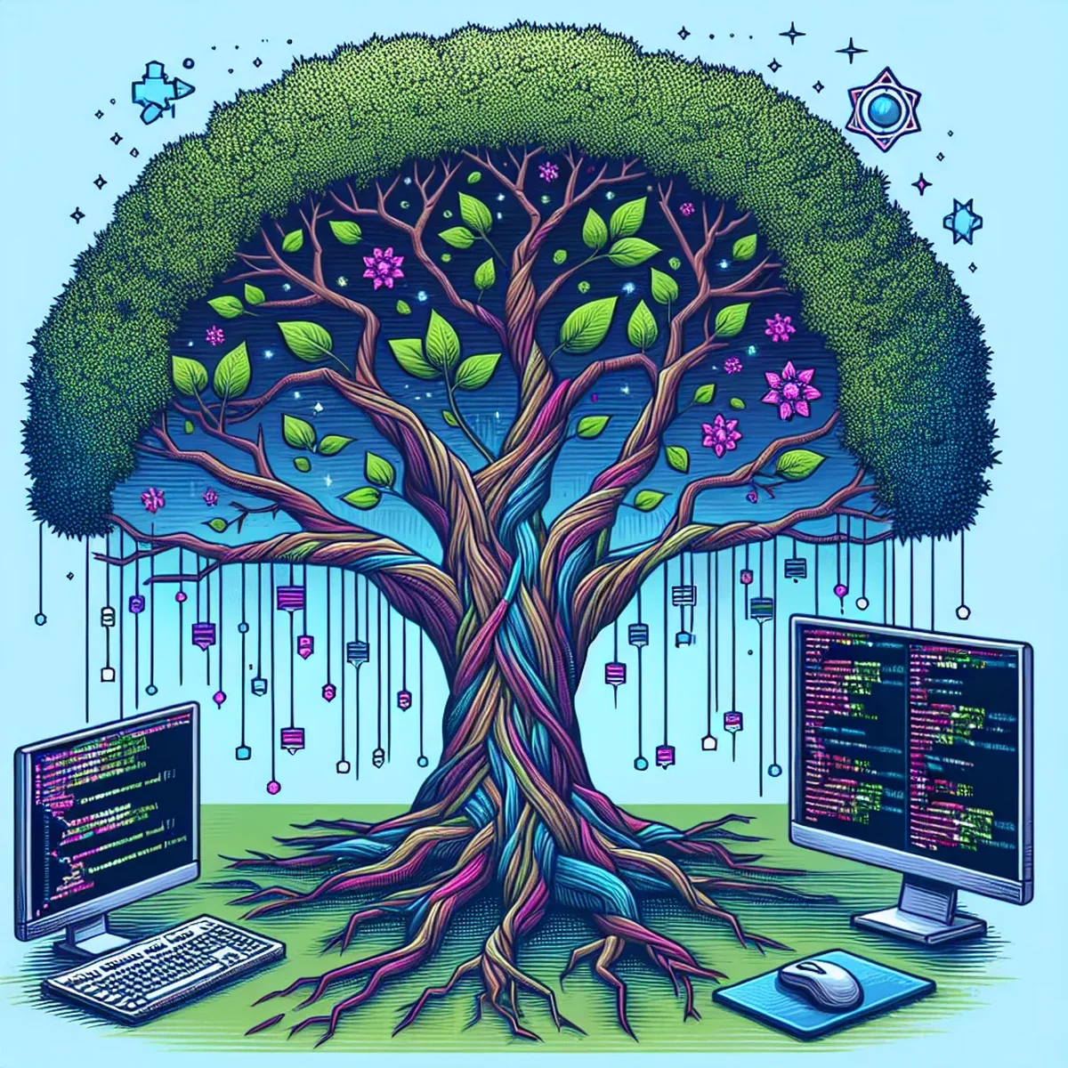 Illustrative diagram of multiple branches in a Git repository