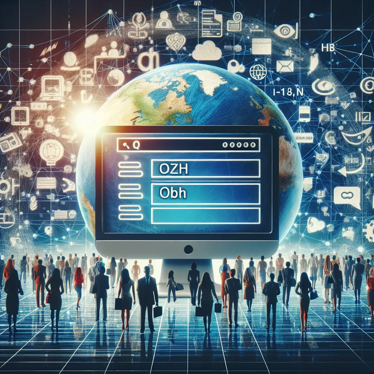 A graphic representation of a global digital network highlighting internationalization