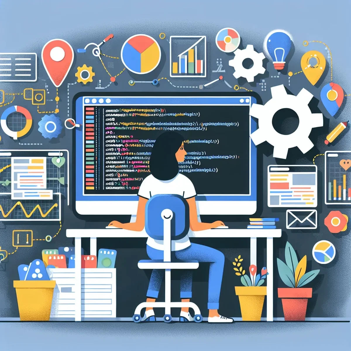 A developer analyzing data on Google Tag Manager dashboard