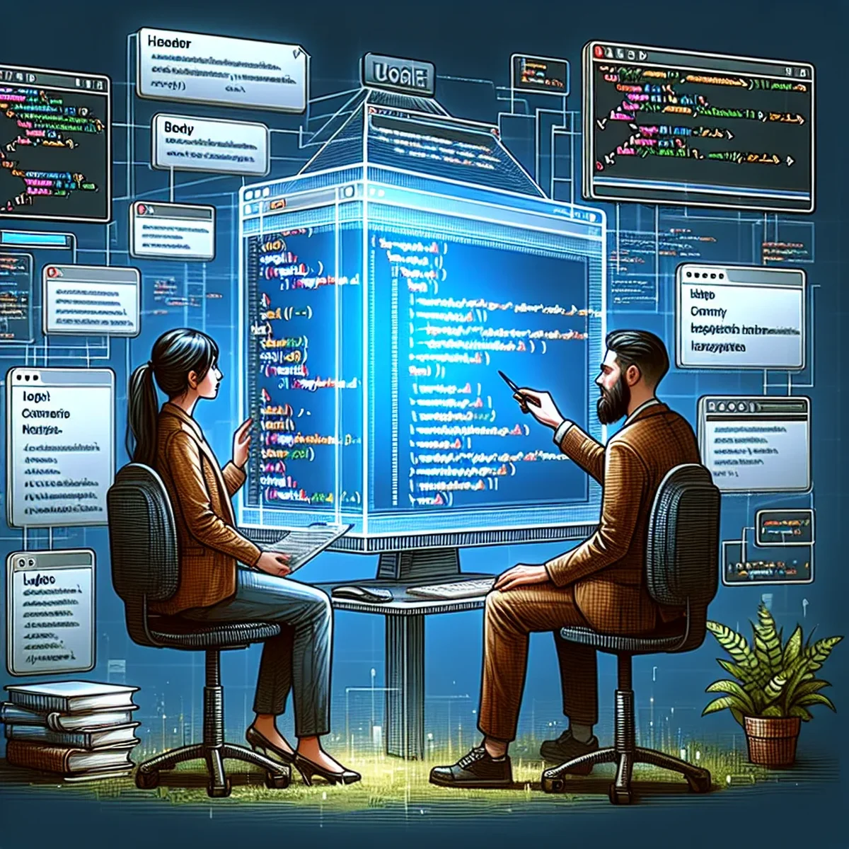 Conceptual image of HTML code representing templates