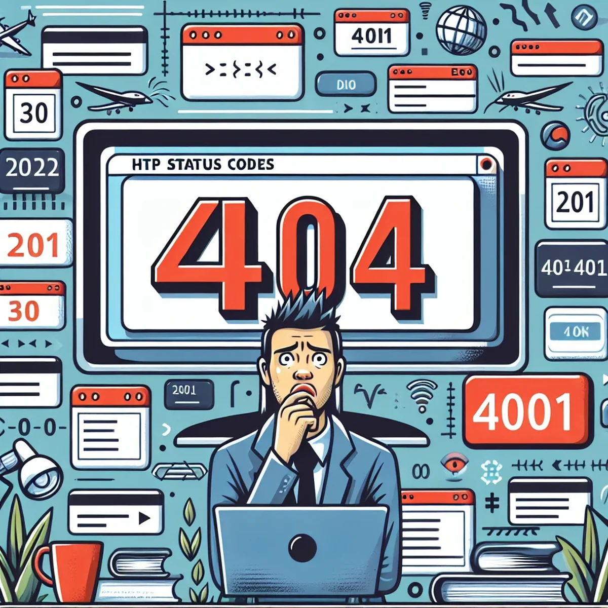 Illustrated diagram of various HTTP status codes