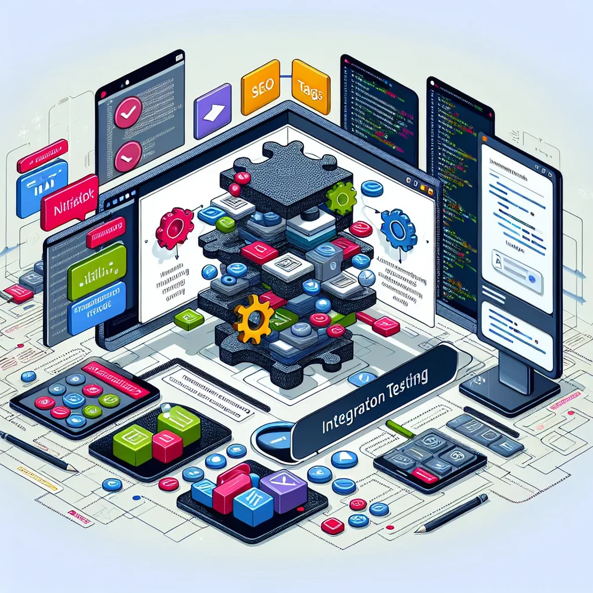 Illustrative graphic of integration testing process in software development