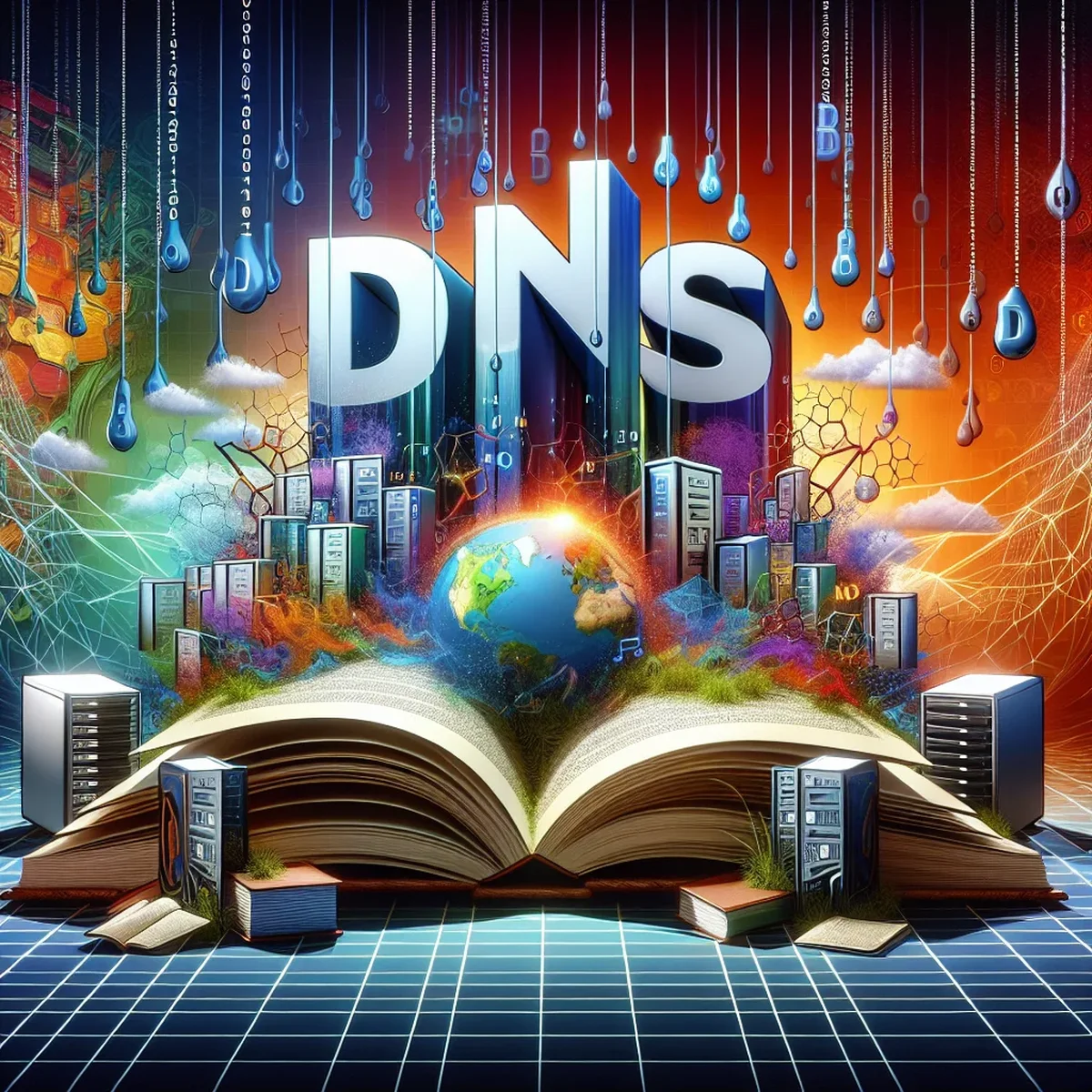 Illustrative diagram of DNS infrastructure connecting various devices