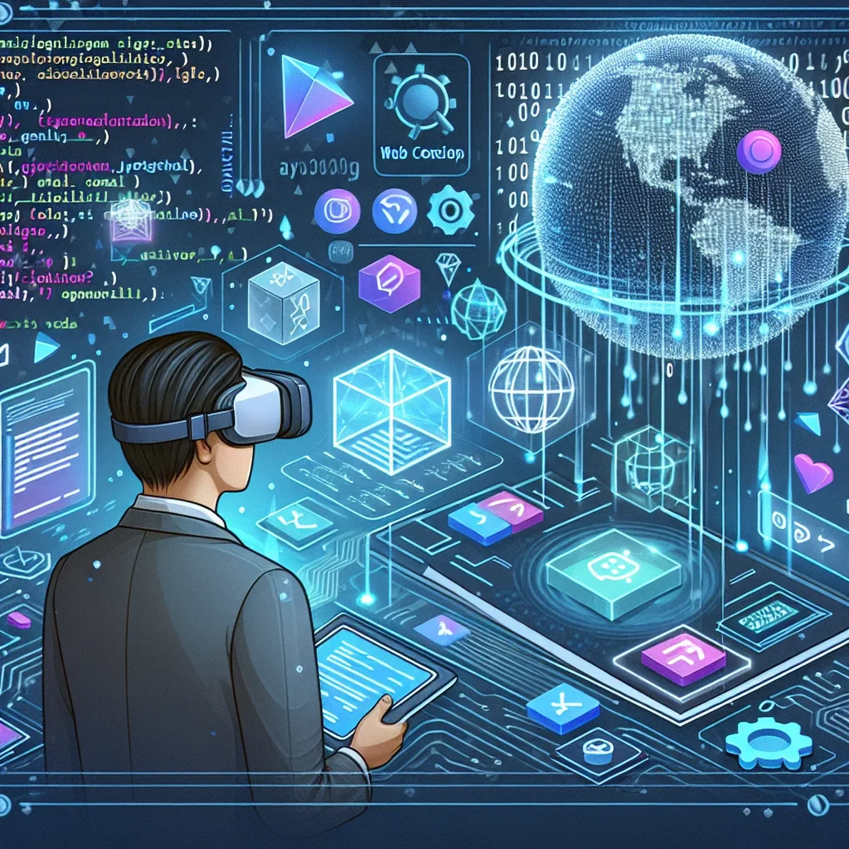 A developer coding JavaScript for marketing applications