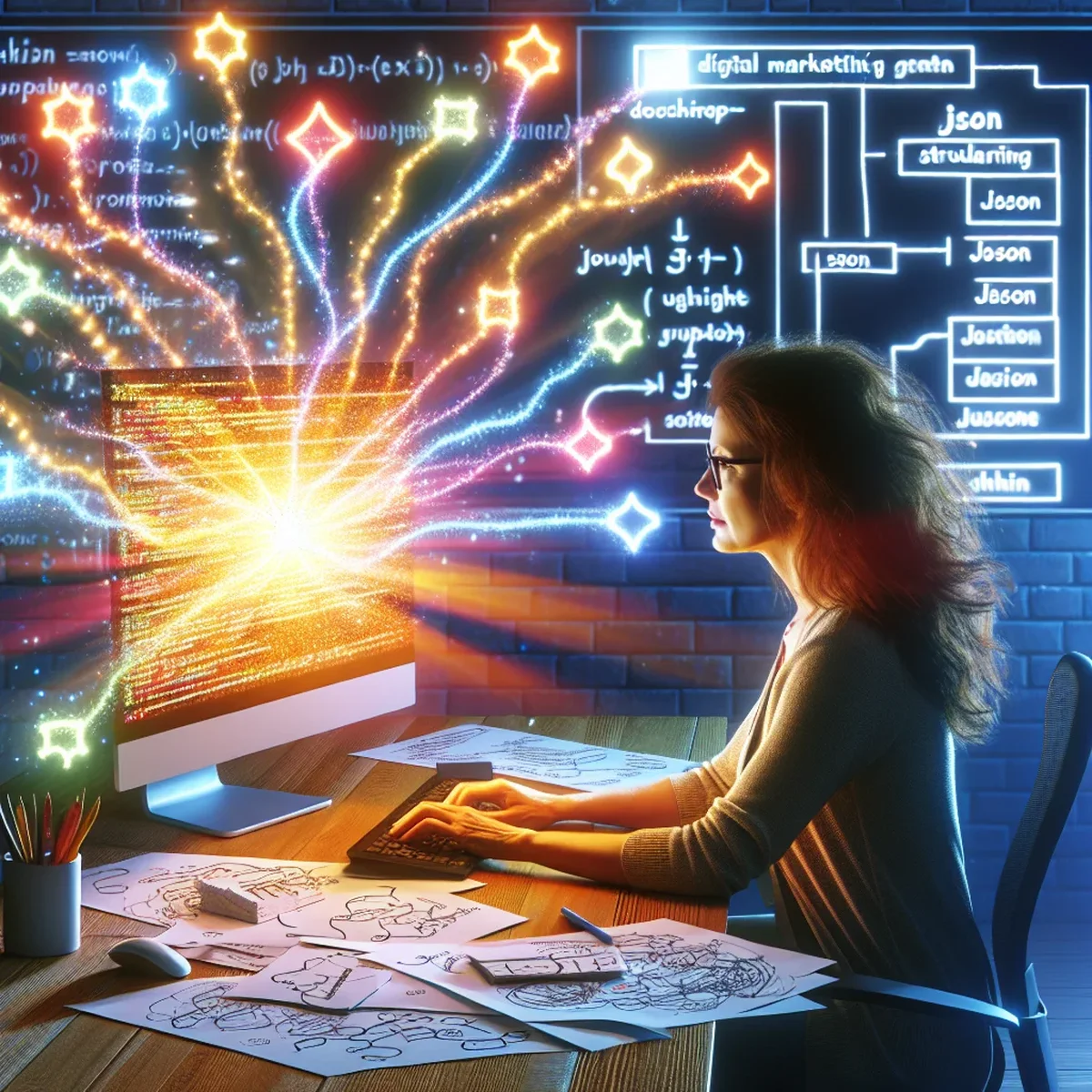 Illustration of data interchange using JSON in web development