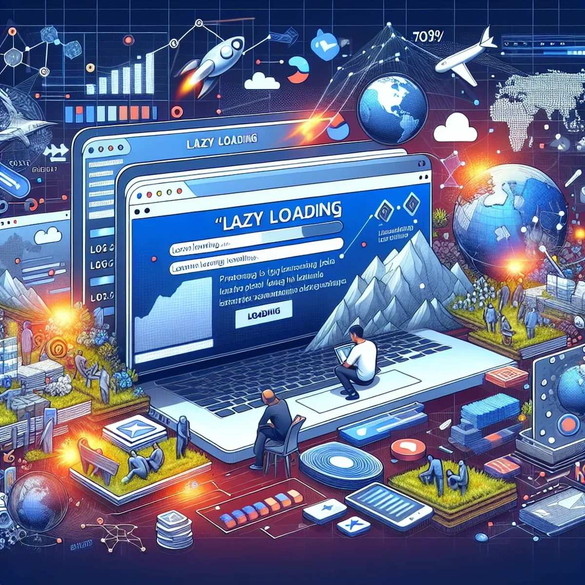 Illustrative graphic of lazy loading in action on a webpage