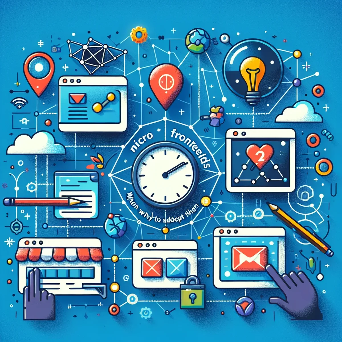 Illustration of micro-frontends architecture showing different components