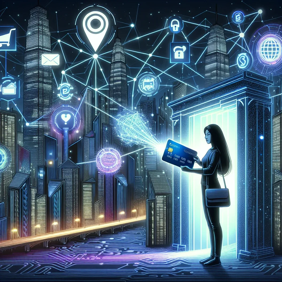 Digital illustration of a secure online payment process