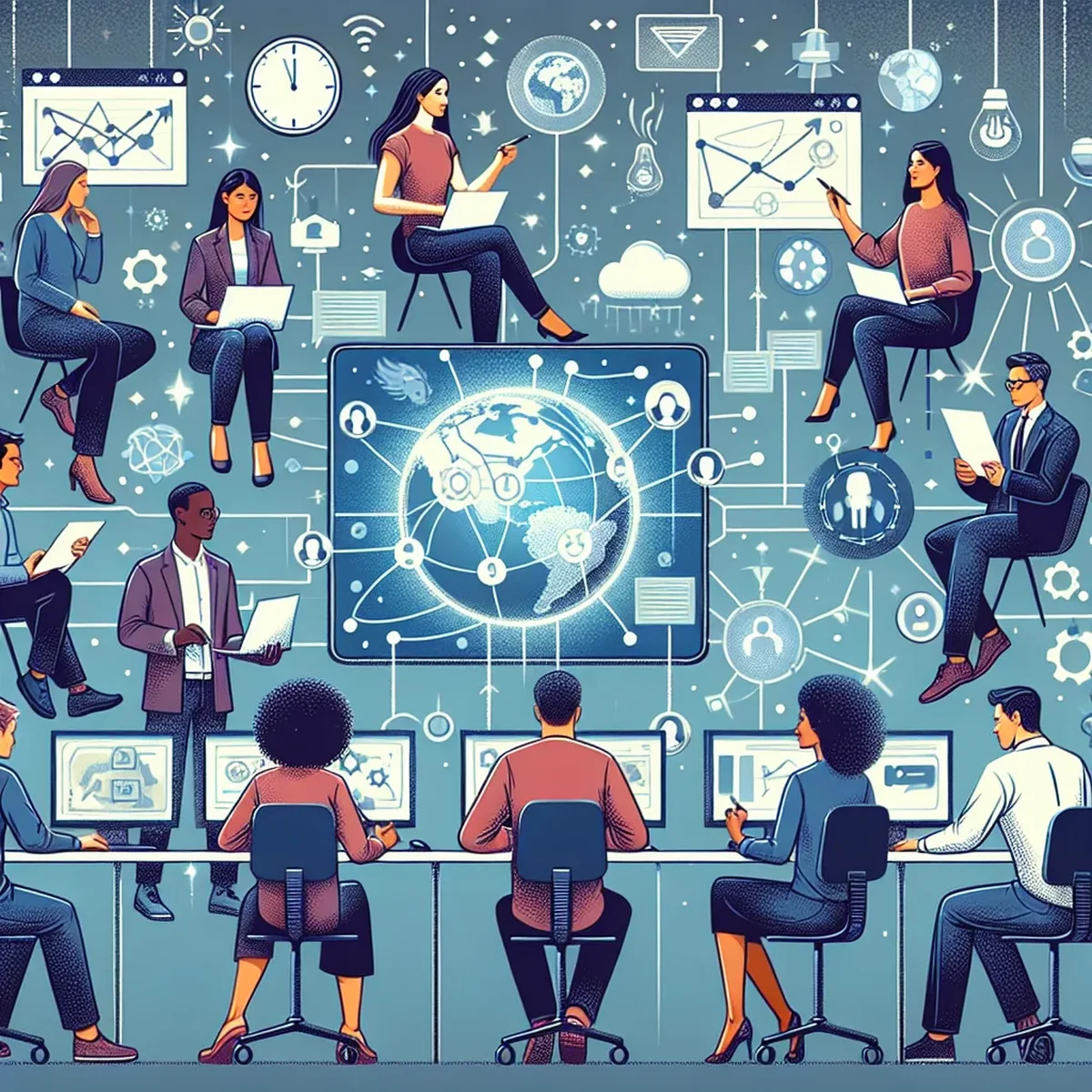 Remote team engaging in a design sprint session