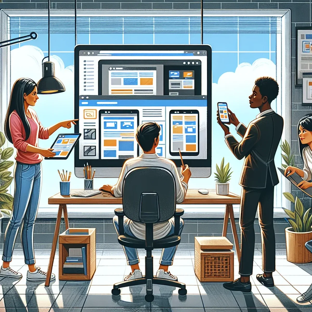 A detailed chart showing different devices displaying responsive websites