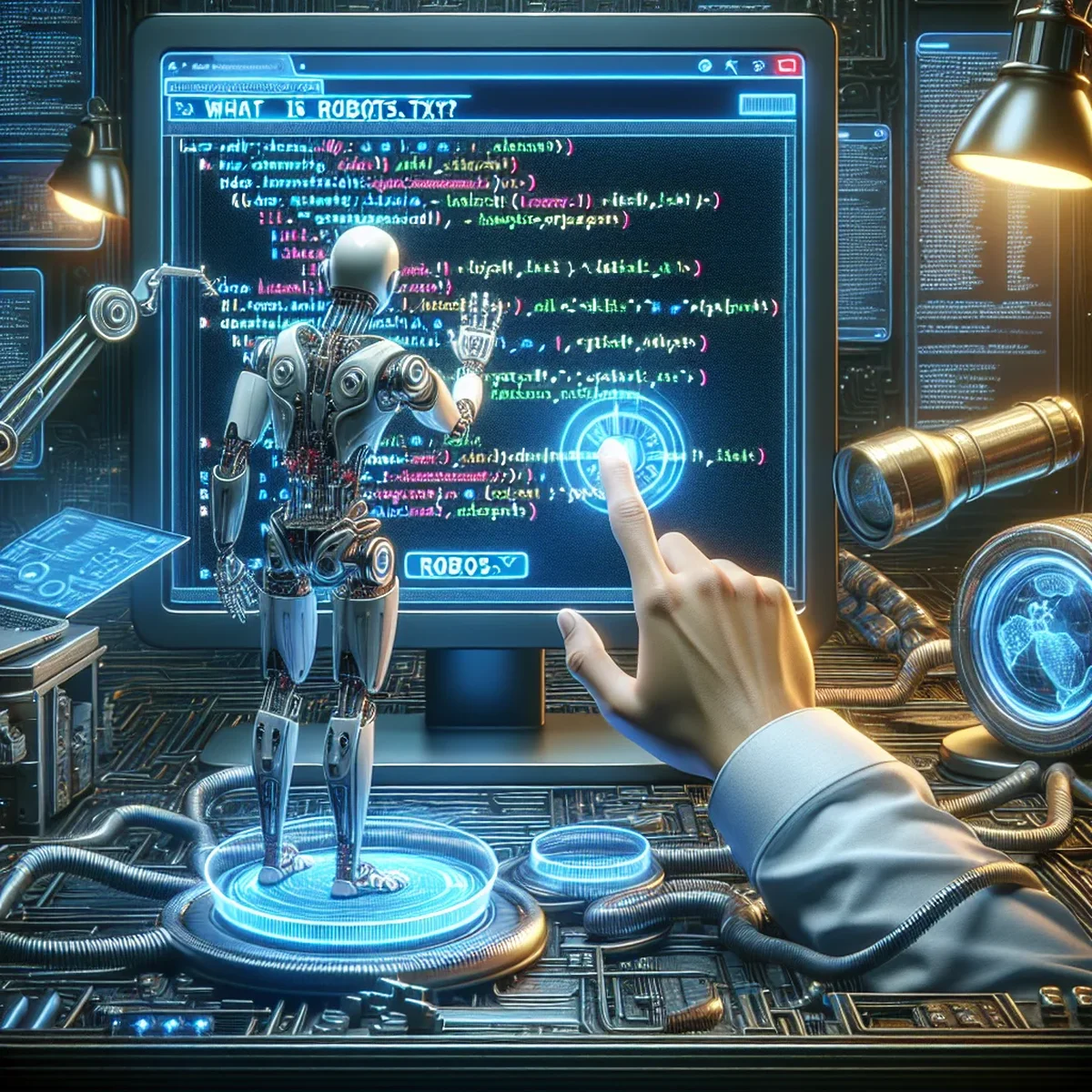 Illustration of a robots.txt file being edited on a computer screen