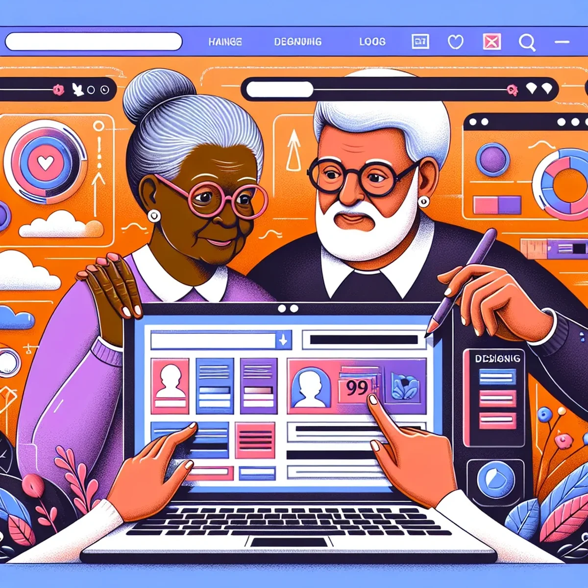 Elderly person comfortably navigating a user-friendly website