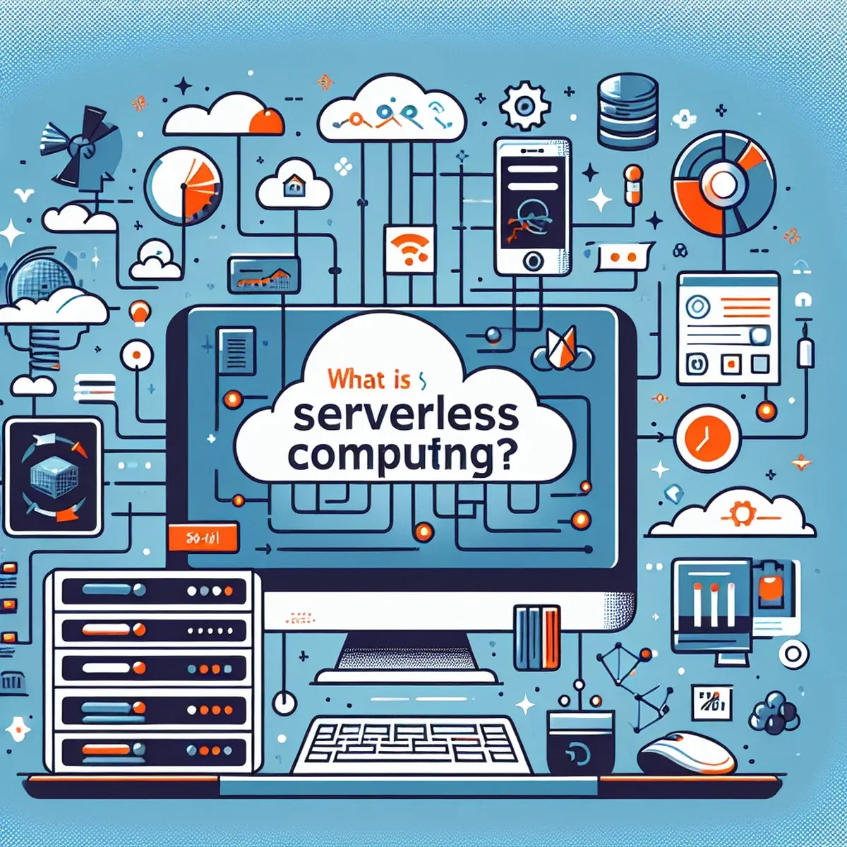 A digital dashboard displaying serverless computing architecture