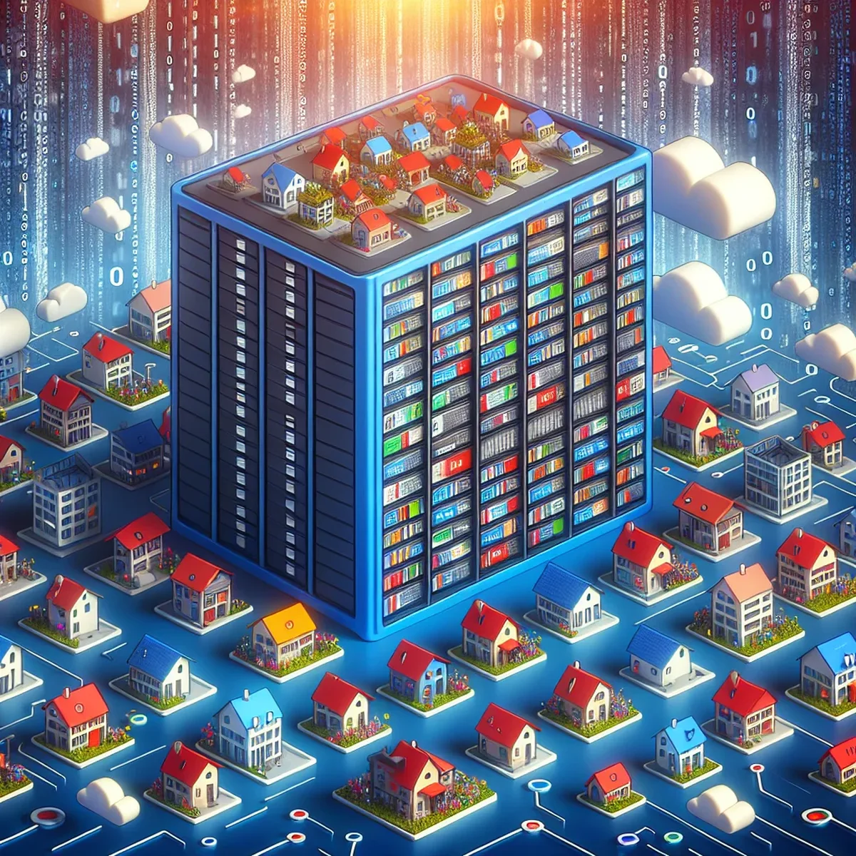 Servers and network infrastructure representing shared hosting