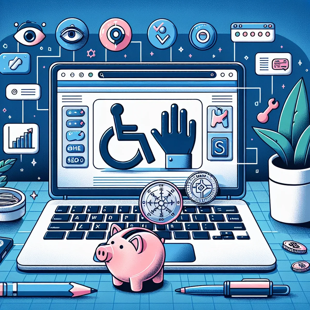 Illustration of a cost-effective web development process focusing on accessibility