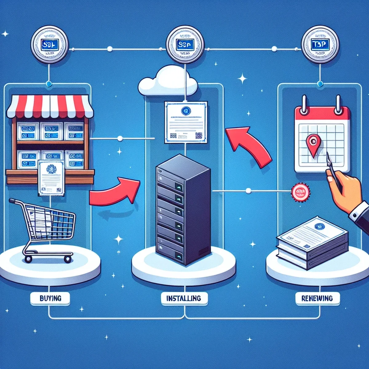 Illustration of a secure internet connection shield