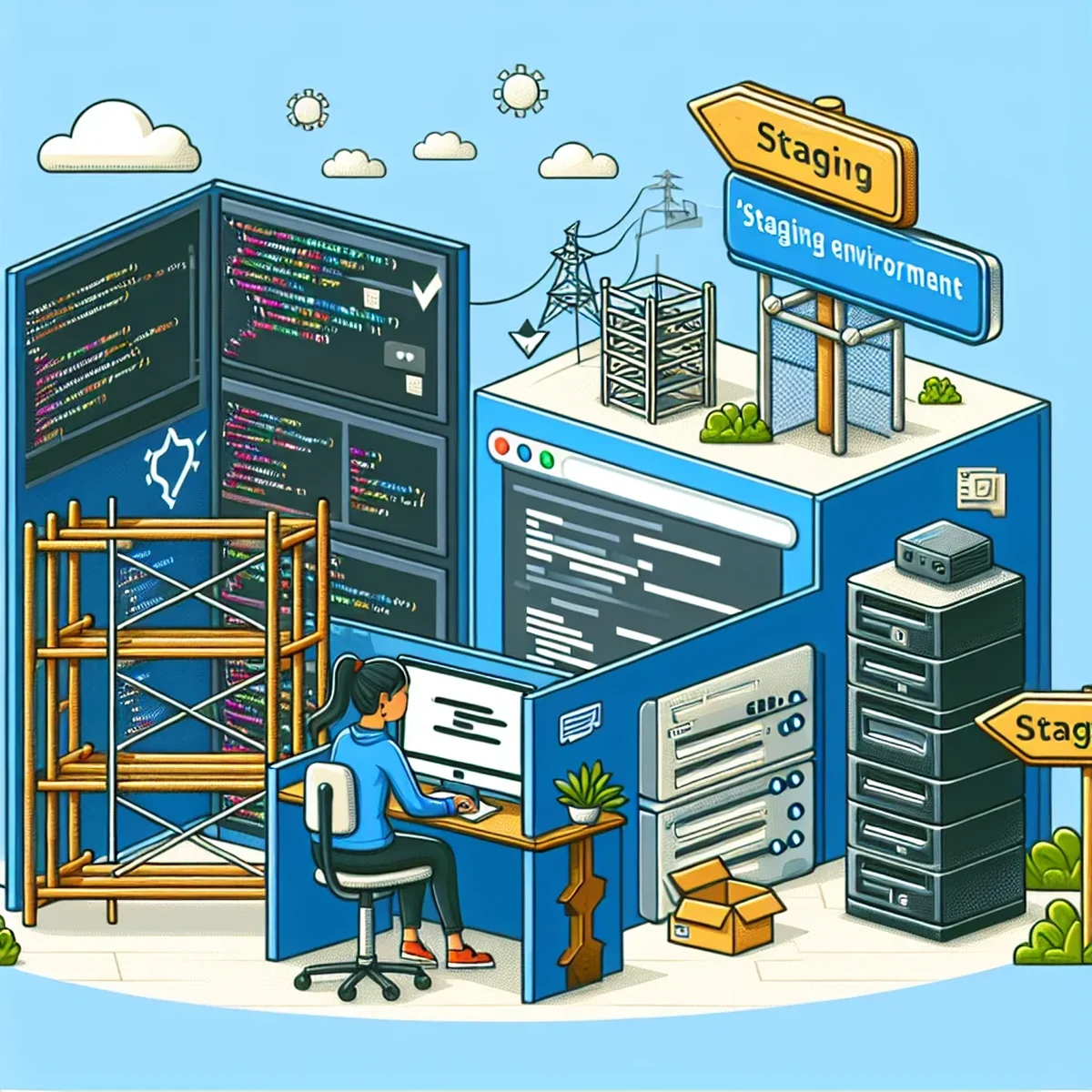 A digital dashboard showing a staging environment for website testing