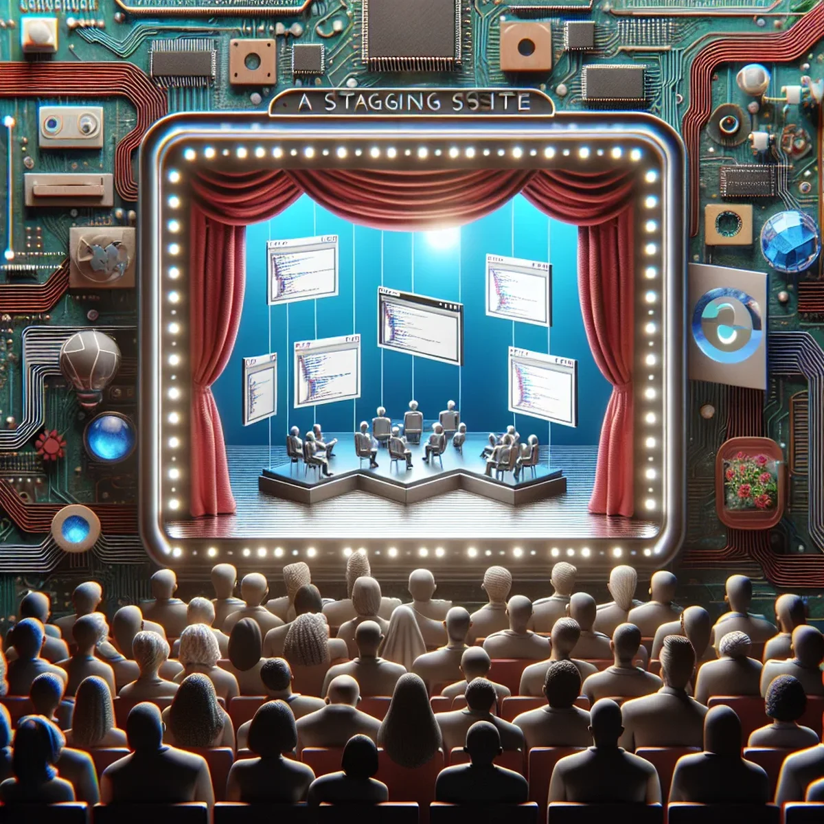 Digital markers reviewing a staging website on a laptop