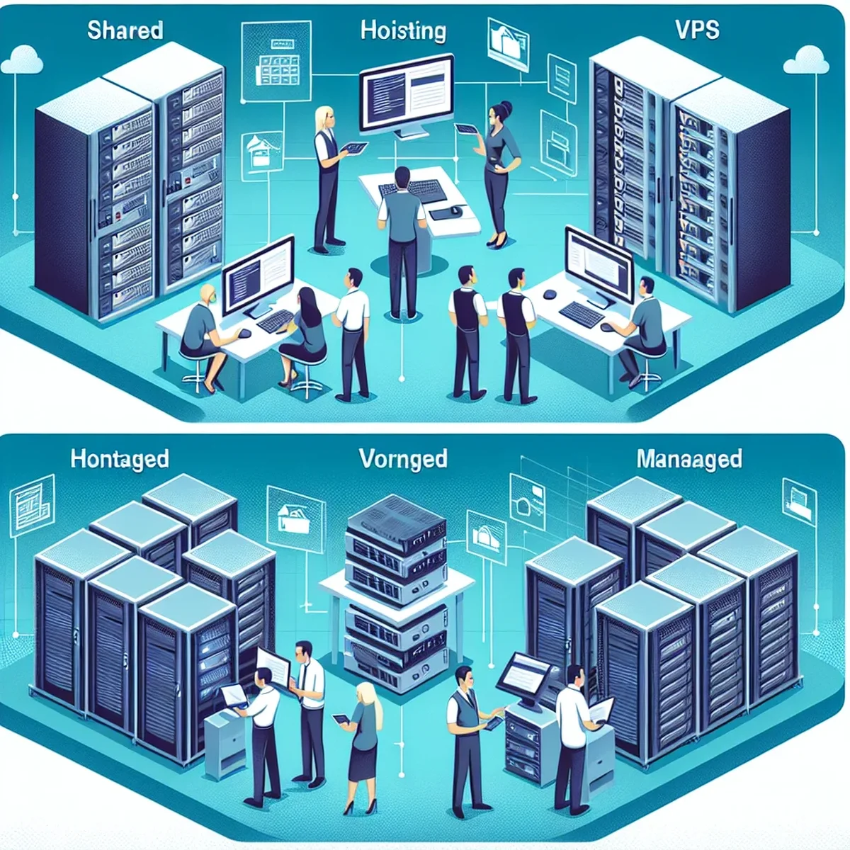 A visual comparison of different web hosting types