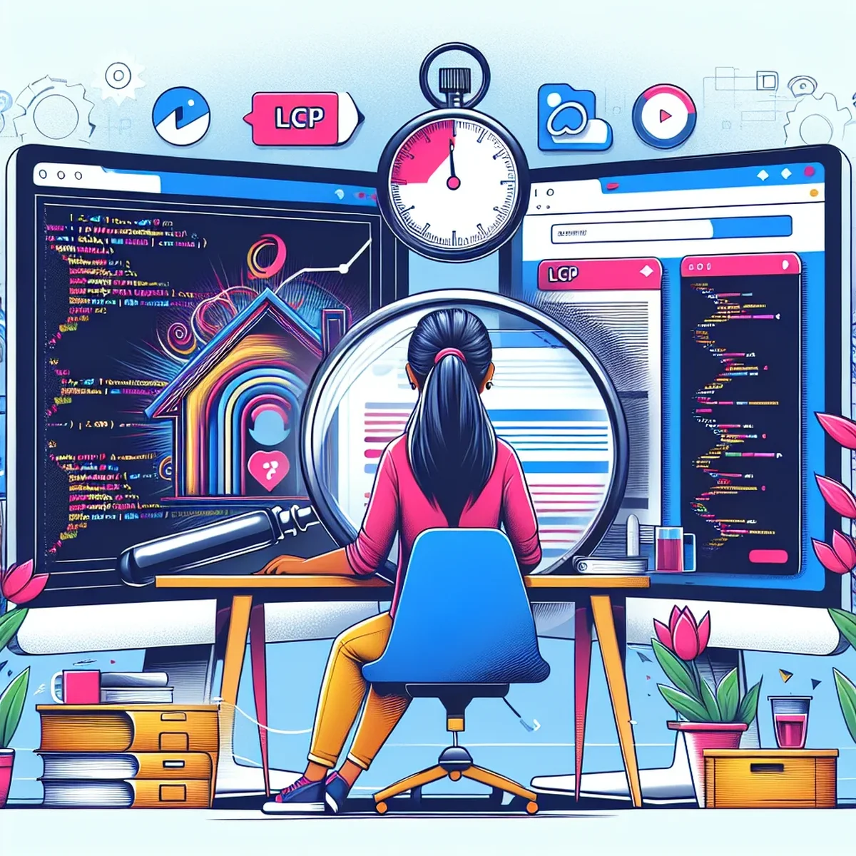 A detailed chart displaying various web performance metrics, including LCP