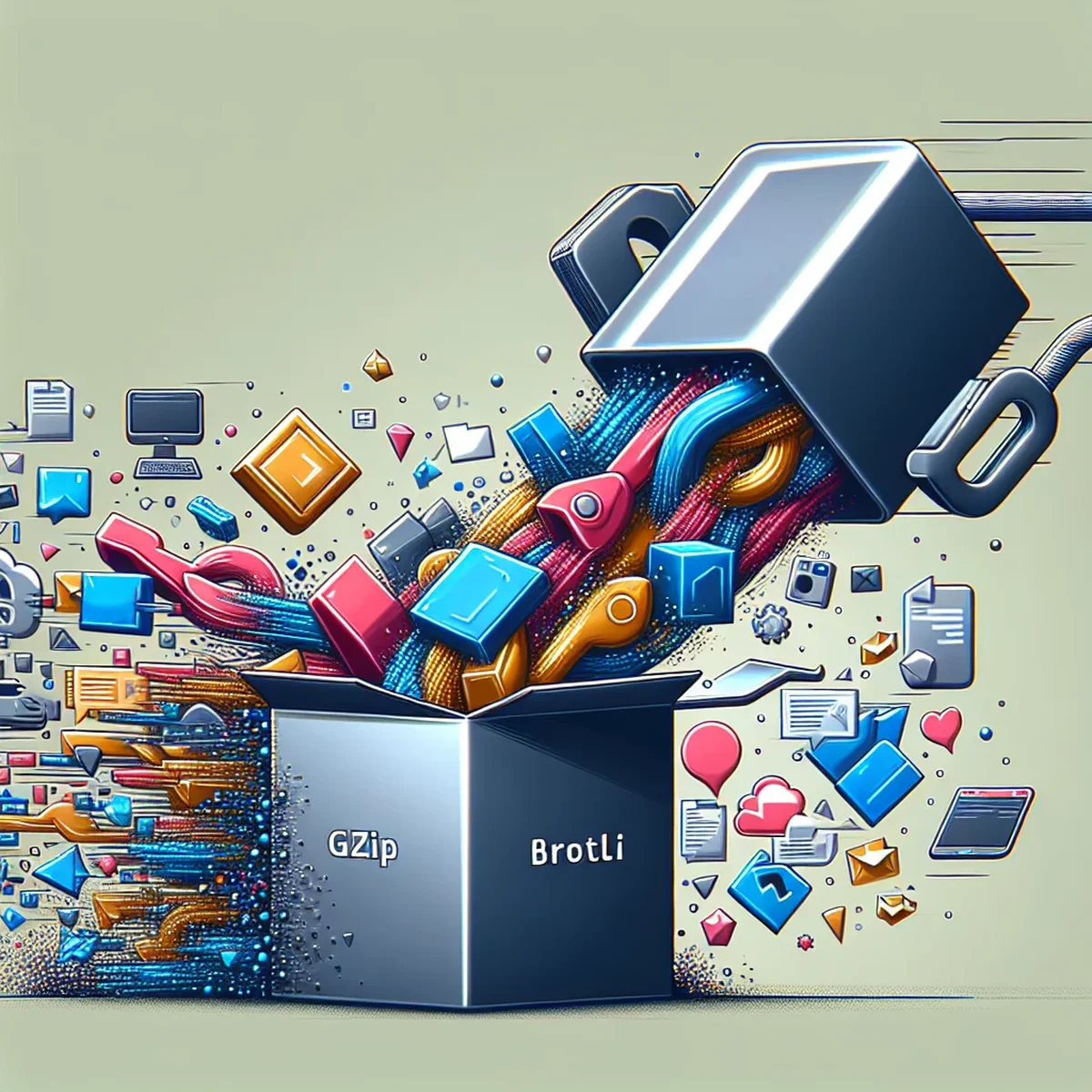 Illustration of data compression techniques improving website speed