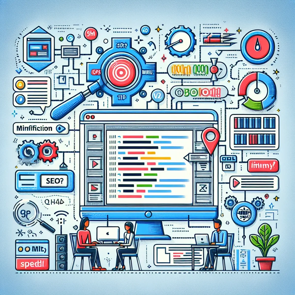 A visual representation of website speed improvement through minification